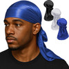 3PCS Silky Durag Pack for Men Waves Satin Doo Rag for 360 540 720 Waves BlueWhiteBlack