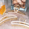 LINXUXIE Large Pearl Hair Clips 45 inch Zinc Alloy Banana Claw Clips for Thick Hair Strong Hold Accessories for Women an