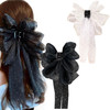 Jaczora 2 PCS Chiffon Silk Hair Clip with Rhinestone Large Hair Jaw Clips Fabric Floral Bows Hair Accessories for Women
