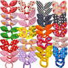 Himeeu 40 PCS Girls Rabbit Ear Hair Ties for Toddler Girls Cotton Hair Bands Women No Crease Ponytail Holders Colors Ran