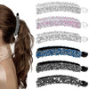 12 Pcs Rhinestones Pearl Banana Clips for Thick Hair Strong Hold Ponytail Holders Matte French Barrettes Jaw Clips Acces
