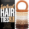Spiral Hair Ties 10 Pieces Coil Ponytail Holders for Womens Thick Hair No Crease Plastic Ties for All Hair Types Assorte