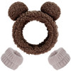 AHONEY Spa Bear Ears Headband Face Wash Headband and Wristband Set Cute Makeup Skincare Headbands Wrist Bands for Washin