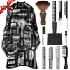 12PCS Hair Cutting Comb Set Barber Combs for Men Stylists Barber Cape with Adjustable Neck Size Neck Duster Brush