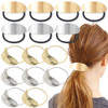 12 PCS Metal Ponytail Holders Elastic Gothic Punk Leaf Glossy Ellipse Hair Accessories for Women and Girls