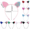 Fishdown Rainbow Cat Ears Headband 8 Pack Glitter Cat Ears for Kids Girls Daily Wearing and Party Decorations