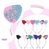 Fishdown Rainbow Cat Ears Headband 8 Pack Glitter Cat Ears for Kids Girls Daily Wearing and Party Decorations