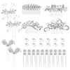Cinaci 40 Pack Shinning Silver Rhinestone Butterfly Leaf Flower Bridal Hair Side CombsUshaped Twist Hair Pins Clips Barr