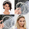 YienDoo Elegant Pearl Headbands 3 Pcs White Faux Pearl Plastic Hair Band Bridal Pearls Beads Hair Hoop Wedding Hair Acce