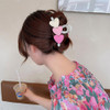 Valentine Heart Hair Styling Accessories Large Matte Pink Hair Claw Clips French Barrette for Women and Girls NonSlip Ha