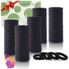100PCS Black Hair Ties for Women Girls Seamless Thick Black Hair Band Elastic Hair Ties No Damage Ponytail Holder Valent
