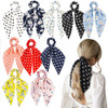 NAIHOD 10Pcs Floral Chiffon Ribbon Polka Dots Scrunchies Cute Bowknot Ponytail Holders and Elastic Hair Bands for Girls