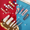 28 PCS Hingwah Pearls and Acrylic Resin Hair Clips Handmade Hair Barrettes Marble Alligator bobby pins Glitter Crystal G