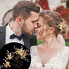 5 Pieces Gold Leaf Hair Pins Flower Pearl Hair Forks Bridal Hair Clips Headpiece Vintage Wedding Hair Accessories for Wo