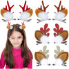 4 Pairs Cute Christmas Hair Clips Reindeer Antlers Ears Bow Clips Decorative for Women Girls Hair Accessories Christmas