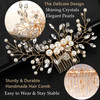 ULTIMUTE Hair Comb and 4 Pins Bridal Hair Accessories Pearl Crystal Rhinestone Wedding Hair Comb and Hair Pins for Bride