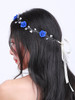 Missgrace Bridal Crystal Navy Blue Headband Wedding and Bride Hairpiece for Evening Party Navy Blue Flower Women Vintgae