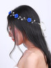Missgrace Bridal Crystal Navy Blue Headband Wedding and Bride Hairpiece for Evening Party Navy Blue Flower Women Vintgae
