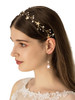 JWICOS Star Hairband Earrings Set Gold Princess Wedding Hair Accessories Handmade Barrette Beads Headpiece for Women and