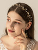 JWICOS Star Hairband Earrings Set Gold Princess Wedding Hair Accessories Handmade Barrette Beads Headpiece for Women and