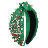 MOLOCH Christmas Headband for Women Beaded Christmas Tree Knotted Headband Red Green Jeweled Crystal Xmas Hairband Headw