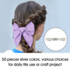Lawie 50 Pack 8 CM 315 Inch Silver Blank Rectangle Metal French Barrette Plain Base Hair Clips DIY Crafting Clips for Bo