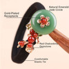 Ezindraw Vintage Jade Gemstone Hair Tie Chinese Style Ponytail Holder Flower Hair Elastic Rope Chinese Hair Accessories