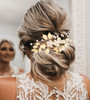5 Pieces Bridal Hair Pins Gold Leaf Rhinestone Pearl Clips Headpiece Vintage Accessories for Brides Bridesmaids Flower G