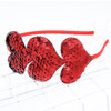 Valentines Heart Headband Three Heart Sequin Heart Headband Love Hair Band Hoop Glitter Heart Shaped for Christmas Party