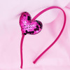 SeBneny Rose Red Valentines Day Heart Headband Flip Sequin Love Hair Band Hoops Glitter Heart Headband Shaped for Christ