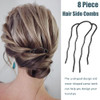 8 Pieces Side Combs Metal Fork Clip Pins for Buns 4 Prong Updo UShape Sticks for Women Hair Styling Tool Accessories