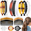 18 Pieces Classic Twist Plastic Side Hair Accessories with Ponytail Clips for Women Girls 1129 Teeth Banana Hair Clips a