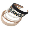 Cuizhiyu 6PK Different Designs Headbands for Women Non Slip Flower Black White Solid Headband Set Cute Pearl Hair Band f
