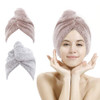 Mbestl 2 Pack Hair Towel WrapRapid Carbon Fiber Hair Drying Towel with Buttons Microfiber Hair Towel for Drying Curly Ha