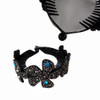 Rhinestone Flower Ponytail Holder Twist Bun Shape Hair Claw Hair Cuffs Accessory for Women Mothers Day Gift Blue