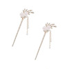 Beetoo Rhinestone Pearl Flower Hair Stick 2PC Chinese Tassel Hairpins Vintage Crystal Pearl Hair Stick Headdress Pearls