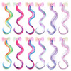 MTLEE 12 Pcs Unicorn Hair Extensions Clips for Girls Rainbow Colorful Bows Curly Hair Extensions Clips Cute Unicorn Acce