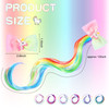 MTLEE 12 Pcs Unicorn Hair Extensions Clips for Girls Rainbow Colorful Bows Curly Hair Extensions Clips Cute Unicorn Acce