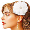 GENBREE 1920s Feather Hair Clip White Flapper Headpiece Fascinator Rhinestone Hair Accessories for Women