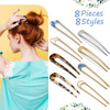 Chuangdi 8 Pcs French Hair Pins 3 Styles 2 Vintage French Pins 2 Tortoise Shell U Shaped Hair Forks 4 U Shaped Metal For
