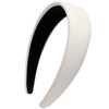 LONEEDY 17 Inch Leather Hard Headband Wide Padded Headband Hairband for Women White