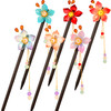 Waydress 6 Pieces Chinese Traditional Flower Hair Sticks Vintage Wooden Hairpin Handmade Chinese Hair Stick Hairs Chopst