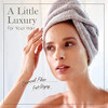 myHomeBody Hair Towel Wrap Luxury Quick Drying Turban Ultra Soft Absorbent Charcoal Fiber Cap with Coconut Shell Button