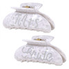 HZEYN 2 Pack Rhinestone Mrs Acetate Hair Claw Clips for Thick Hair White Bachelorette Party Favors Bridal Accessories Br