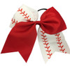 Sportybella Baseball Stitch Hair Accessories for Girls Red and White Softball Print Hair Bows Ponytail Holders Gift Set