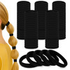 100 Pcs Soft Black Hair Ties Bulk 19 Seamless Cotton Ponytail Holders Small Black Elastic Hair Ties No Damage Breathable