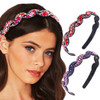 Bouory Sparkly Rhinestone Headbands Colorful Crystal Hairband Thin Head Bands with Teeth No Ship Hairhoop for Women 2PCS