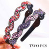 Bouory Sparkly Rhinestone Headbands Colorful Crystal Hairband Thin Head Bands with Teeth No Ship Hairhoop for Women 2PCS