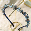 Firuilo Rhinestones Headband Sparkly Crystal Flower Hairbands Blue Beaded Headpieces Holiday Costume Hair Accessories fo