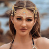 Jovono Boho Head Chain Gold Flower Headpiece Tassel Hair Chain Festival Costume Hair Accessories for Women